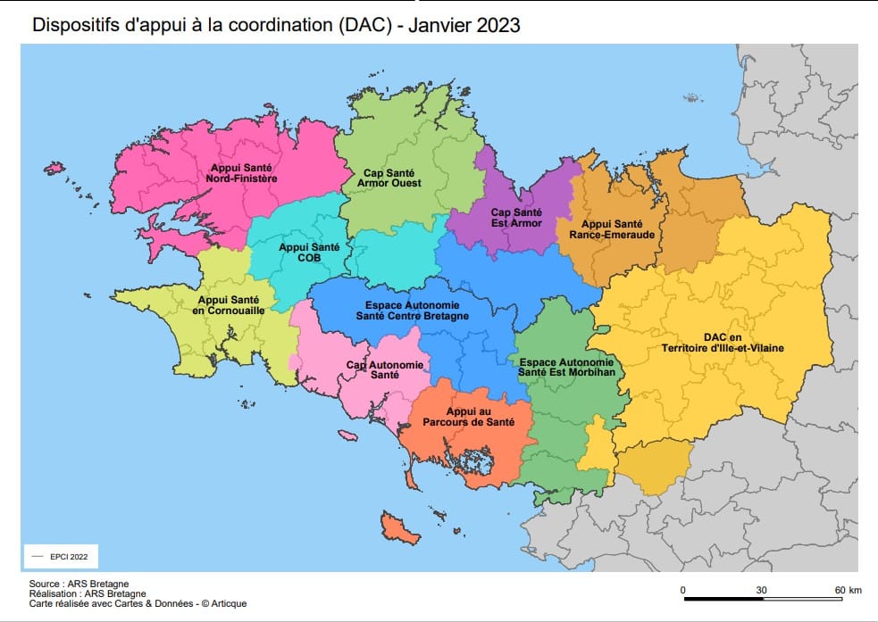Depuis le 1er janvier 2023, 11 dispositifs d’appui à la coordination couvrent le territoire breton.